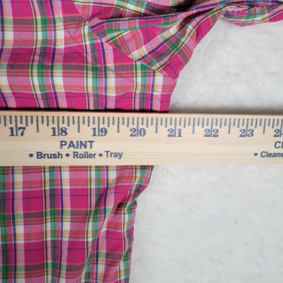 Ralph Lauren Mens Custom Fit Plaid Button Down Shirt Pink Green Cotton Medium - Picture 14 of 16